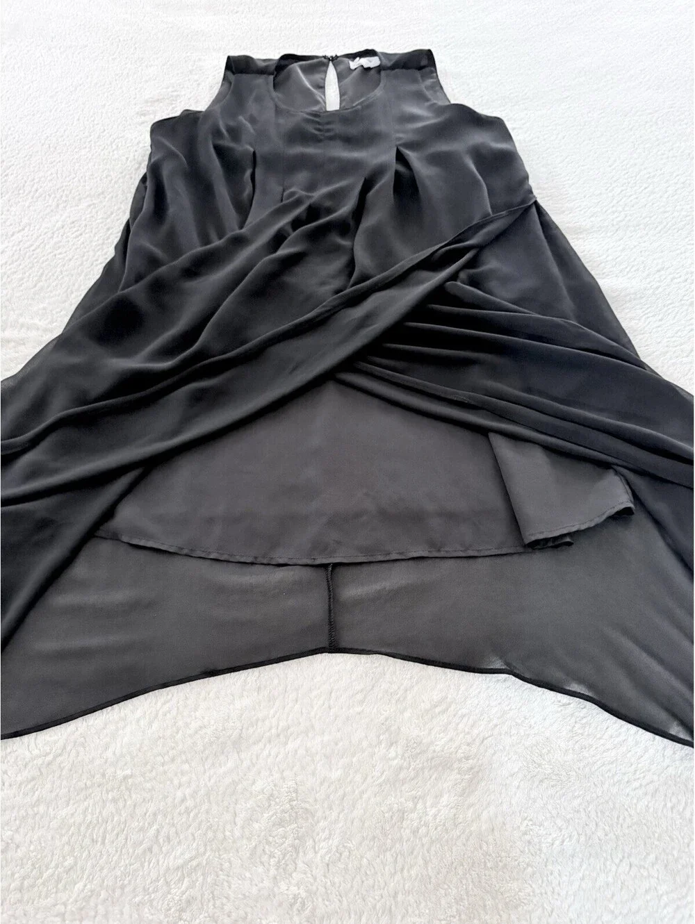 BCBGeneration Women’s Black Chiffon Midi Dress Size M Sleeveless Cocktail Party